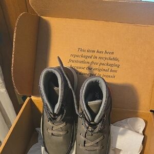 Gray Mid-Top Boots with Sporty Design